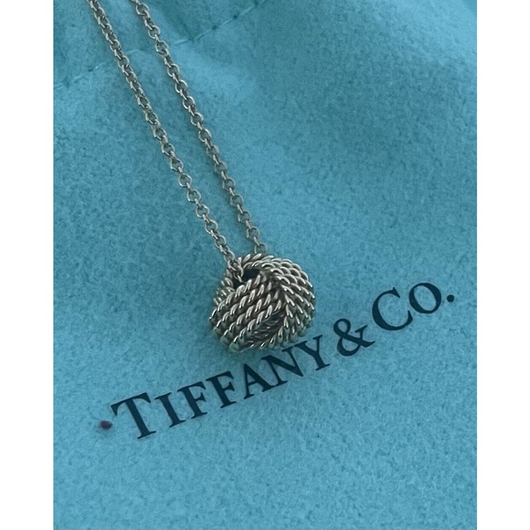 Tiffany & Co 18k Gold Mesh Twist knot Bead Ball 10mm Necklace 16” - Picture 5 of 12